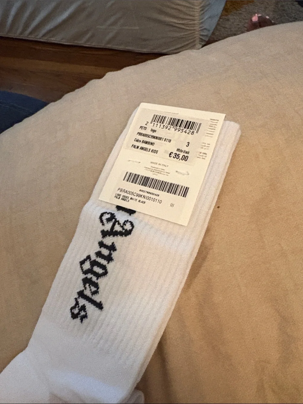 Palm Angels White Socks with Black Logo